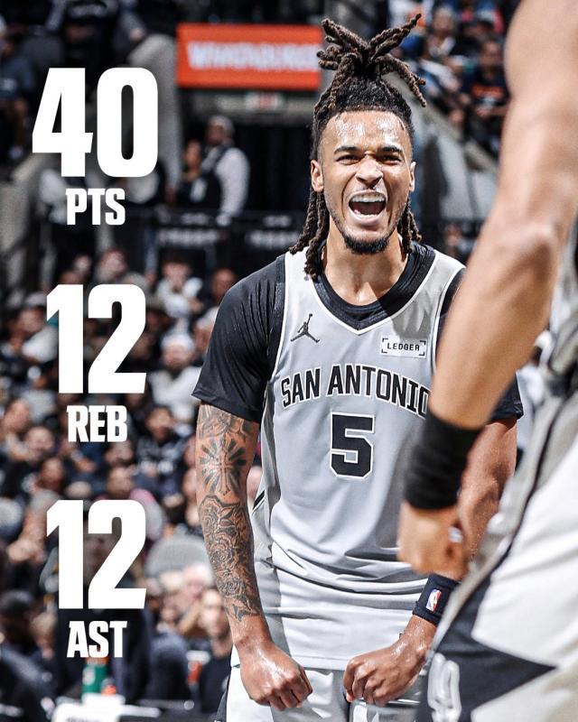 星空体育app-文班队友比肩张伯伦！卡斯尔轰出历史级40+三双